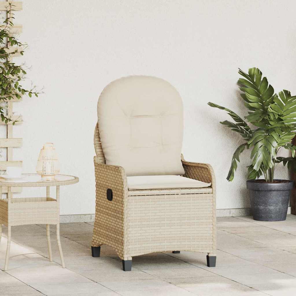 Recliner Chair Beige 56 x 66 x 95cm Poly Rattan